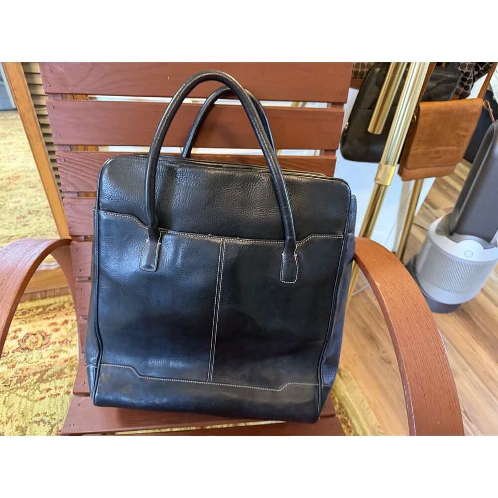 Cole Haan Black Large Tall Leather Tote / Briefcae